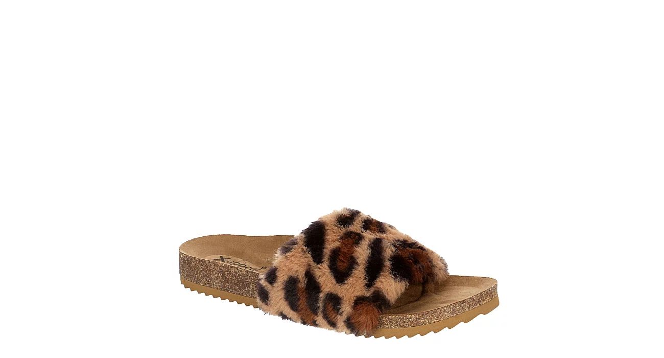Xappeal Womens Teddie Footbed Slide Sandal - Leopard | Rack Room Shoes