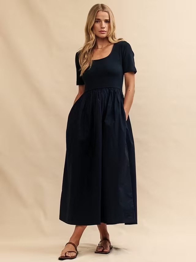 Nobody's ChildSmock Organic Cotton Blend Dress, Black | John Lewis (UK)