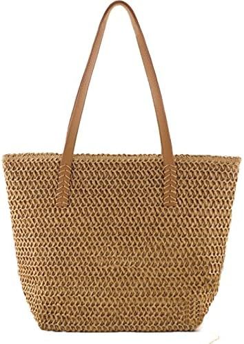 Crbeqabe Straw Beach Tote Bag for Women Large Woven Shoulder Handbag Straw Bag for Summer Beach V... | Amazon (US)