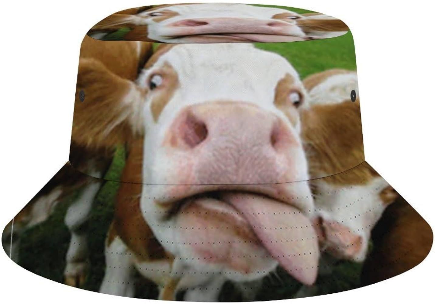 Funny Cow Sticking Out Tongue Bucket Hat for Men Women Fisherman Hat Packable Sun Cap Outdoor Tra... | Amazon (US)