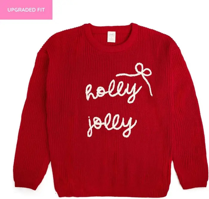 Holly Jolly Bow Merry Christmas Knit Women's Sweater | Nordstrom