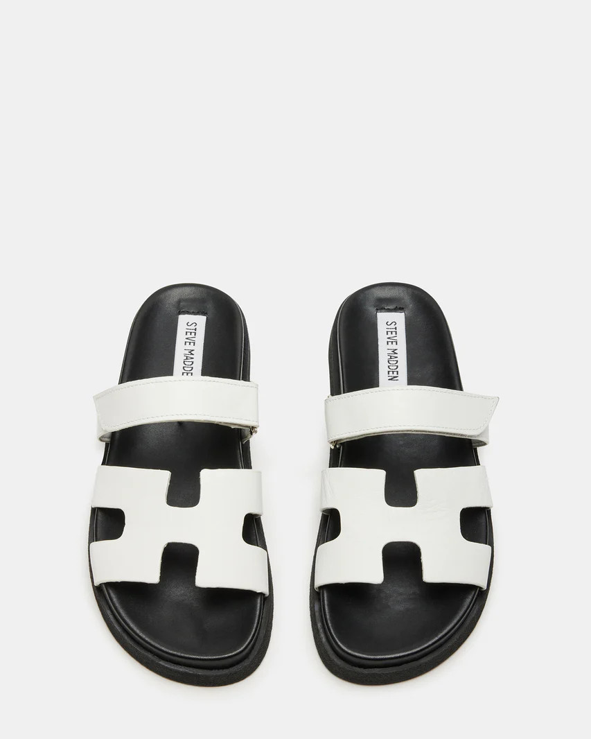 MAYVEN White/Black Flatform Slide Sandal | Women's Sandals | Steve Madden (US)