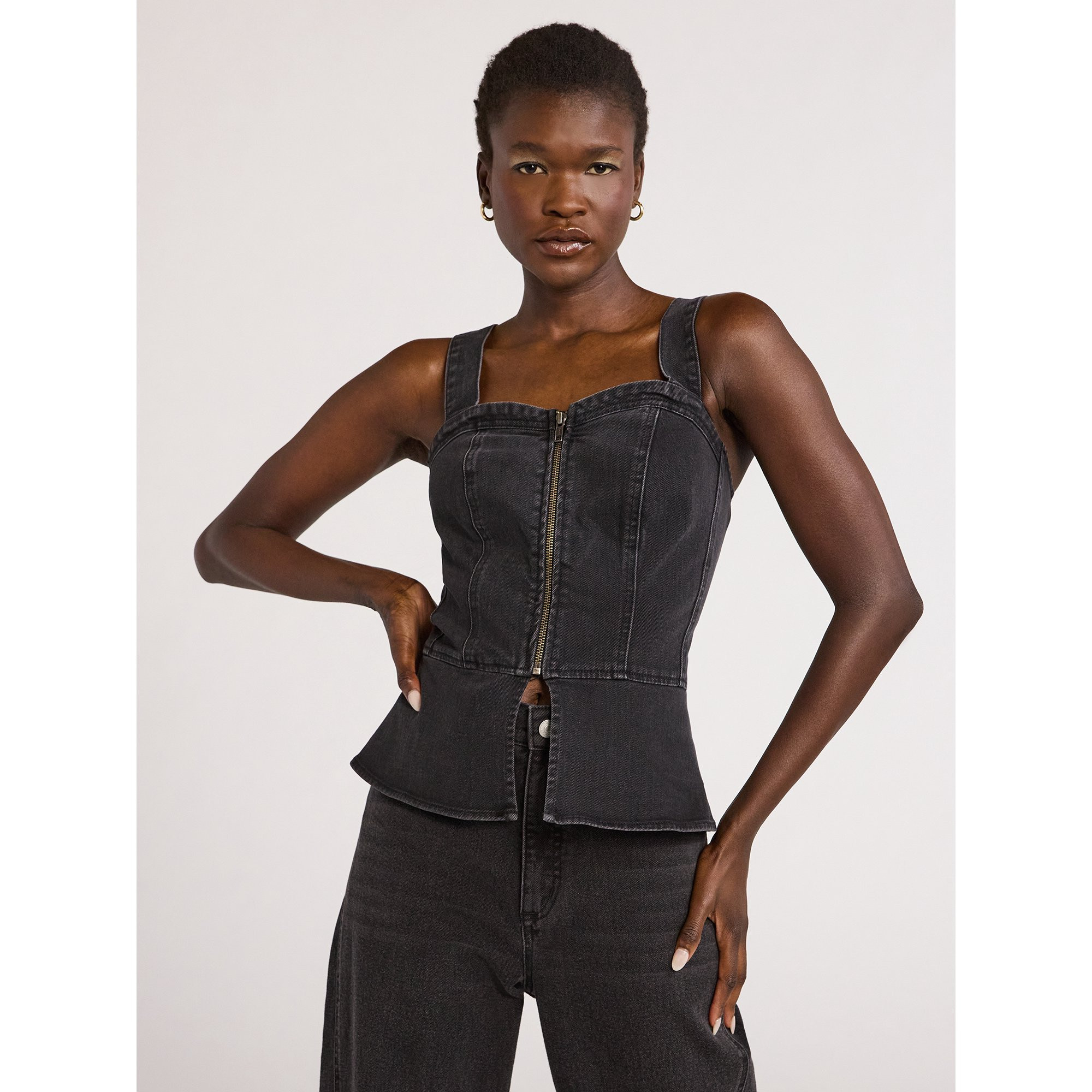 Scoop Women's Zip Up Denim Bustier, Sizes XS-XXL | Walmart (US)