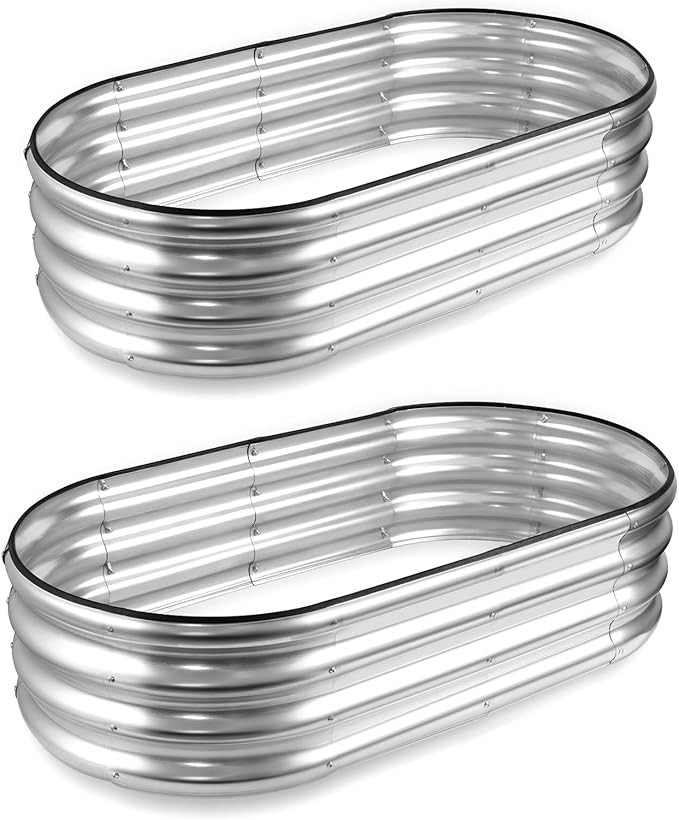 JERIA Raised Garden Bed,Galvanized Raised 2 Pcs 4×2×1ft Planter Boxes Outdoor with Easy Assembl... | Amazon (US)