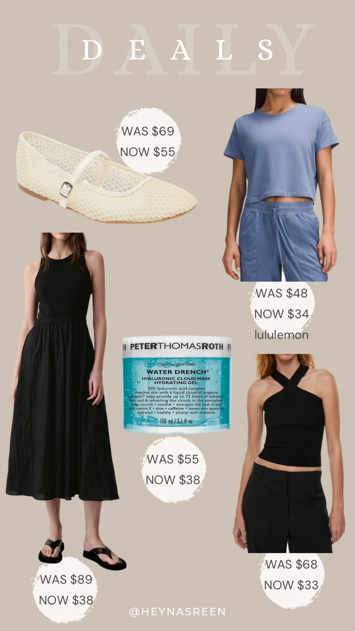 Daily deals on Open Edit mesh flats, lululemon t-shirt, Gap dress, Peter Thomas Roth water drench mask, Aritzia tank

#LTKSaleAlert