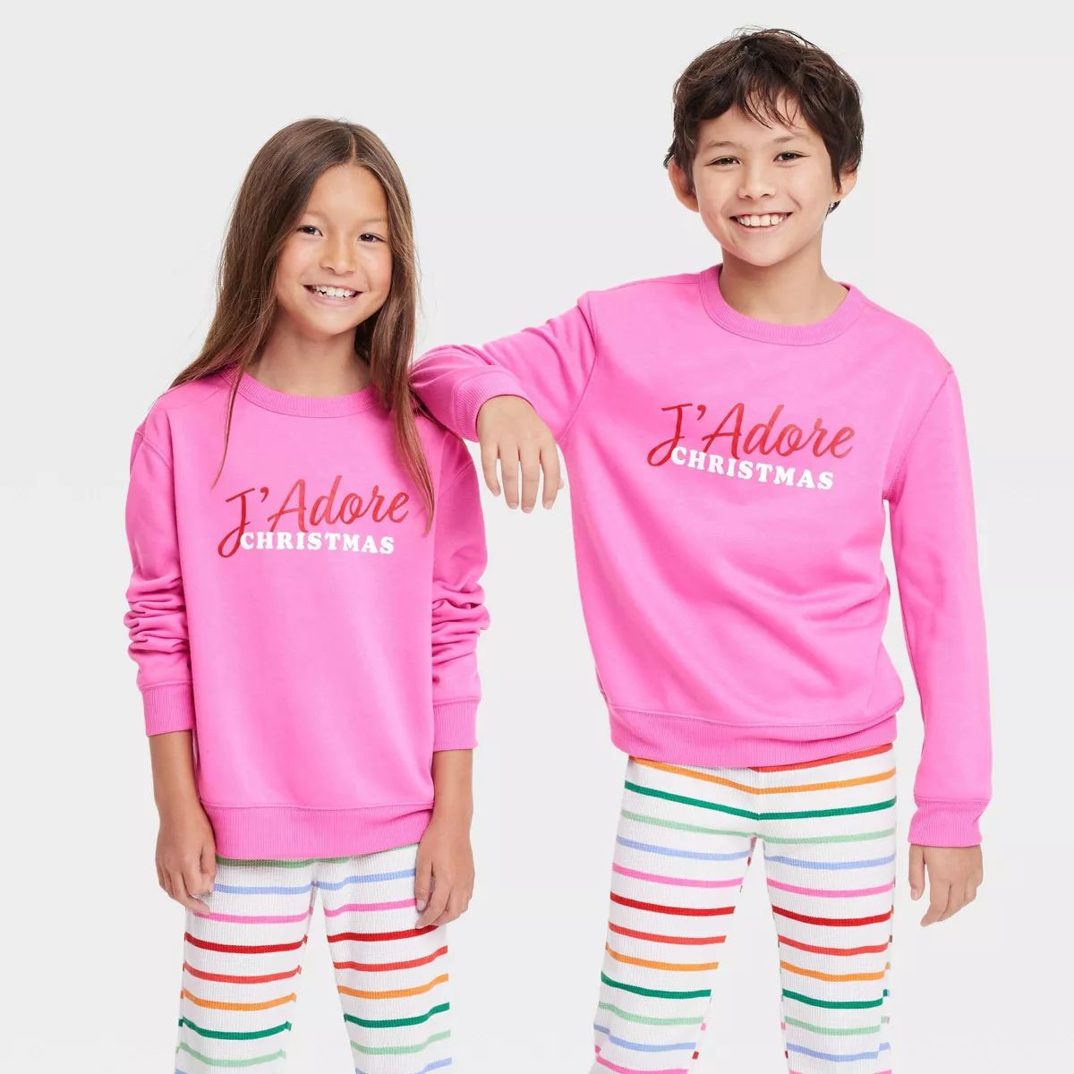 Kids' J'Adore Christmas Matching Family Sweatshirt - Wondershop™ Pink | Target