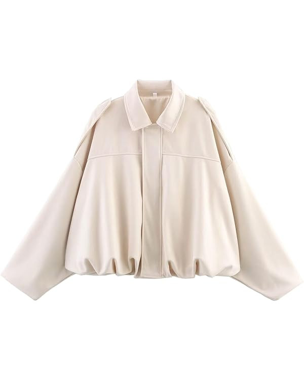 Xunger Women's Faux Suede Bomber Jacket Spring Lapel Pilot Coat Casual Oversized Long Sleeves Tre... | Amazon (CA)