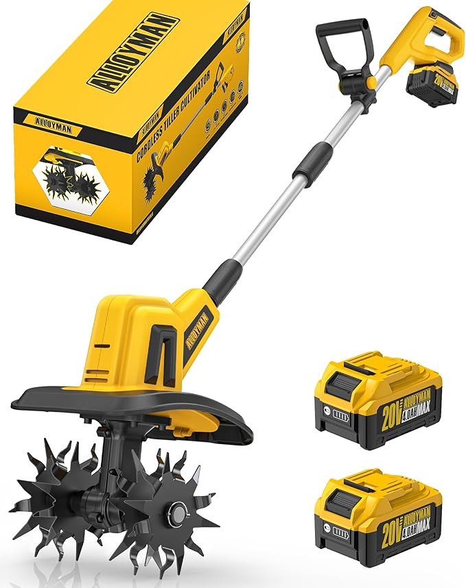 20V Cordless Tiller Cultivator, 360RPM Electric Garden Tiller, with 2 * 4.0Ah Batteries & Charger... | Amazon (US)