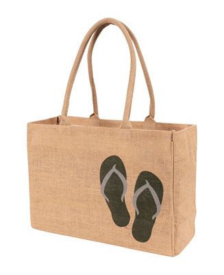 KAF Home Jute Market Tote Bag with Flip Flop Print - Macy's | Macy's
