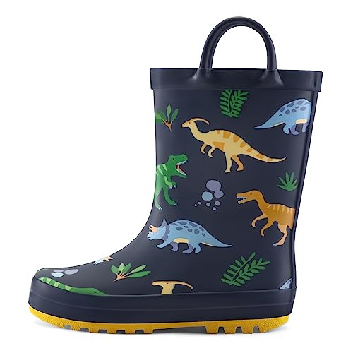 mysoft Kids Rain Boots for Girls and Boys Toddler Waterproof Rubber Cute Printed with Easy-On Handles | Amazon (US)