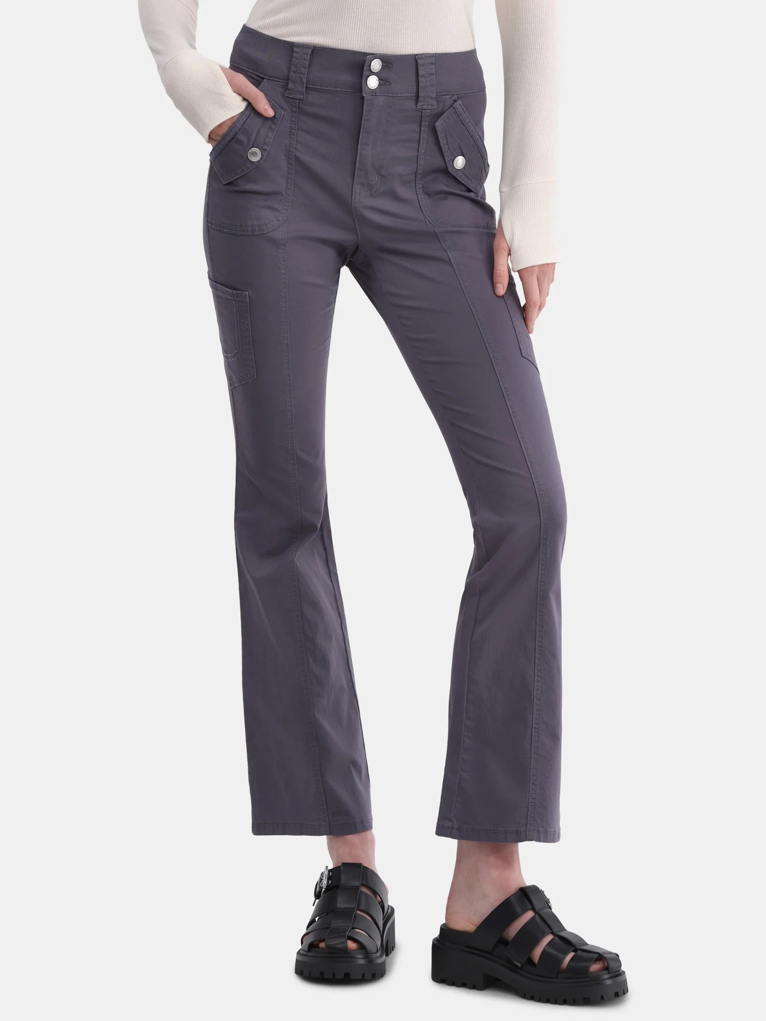No Boundaries Utility Flare Jeans, 31.5" Inseam, Women’s | Walmart (US)