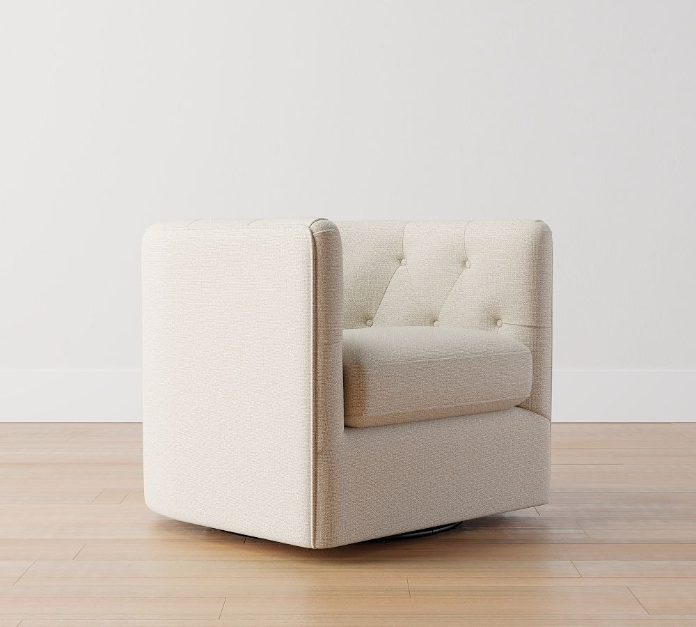 Ayden Tufted Barrel Arm Swivel Chair | Pottery Barn (US)