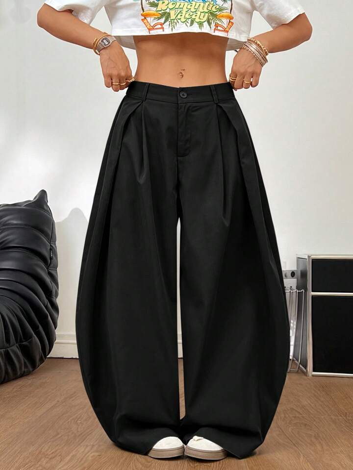 Coolane Women's Summer Vintage Back To School Casual Hippie Street Oversized Black Cargo Pants | SHEIN