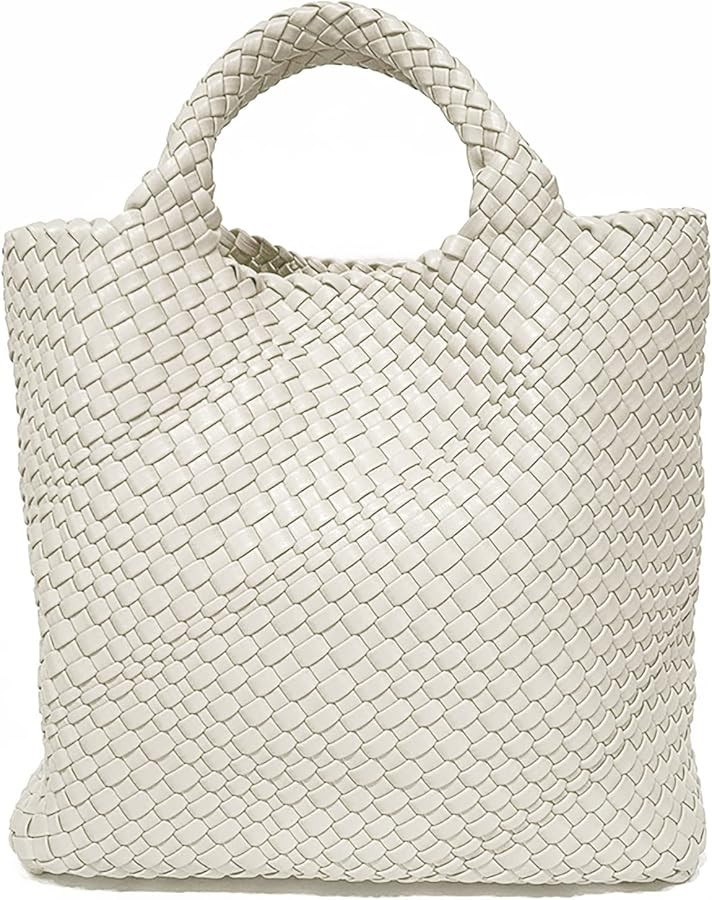 Woven Tote Handbag, Women Fashion Hobo Bag Large Capacity Shopping Bag Vegan Leather Shoulder Tot... | Amazon (US)