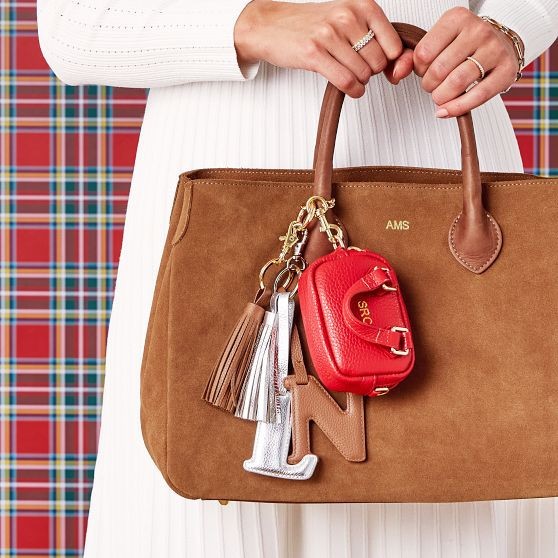 Initial Leather Tassel Keychain | Mark and Graham