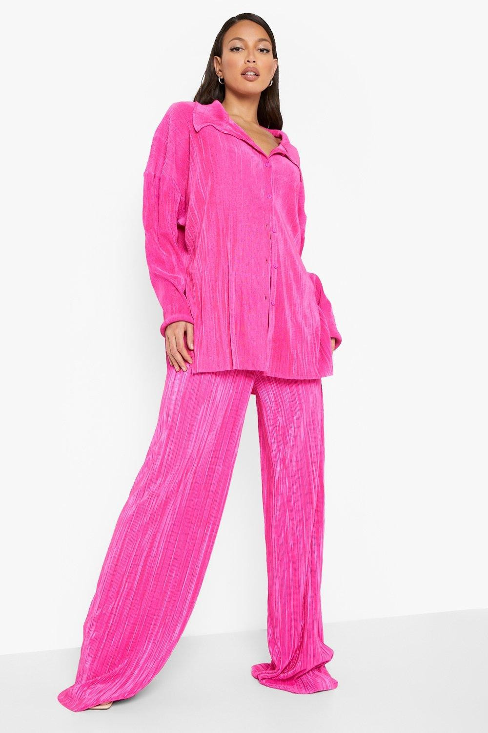 Tall Floor Length Wide Leg Plisse Pants | Boohoo.com (US & CA)