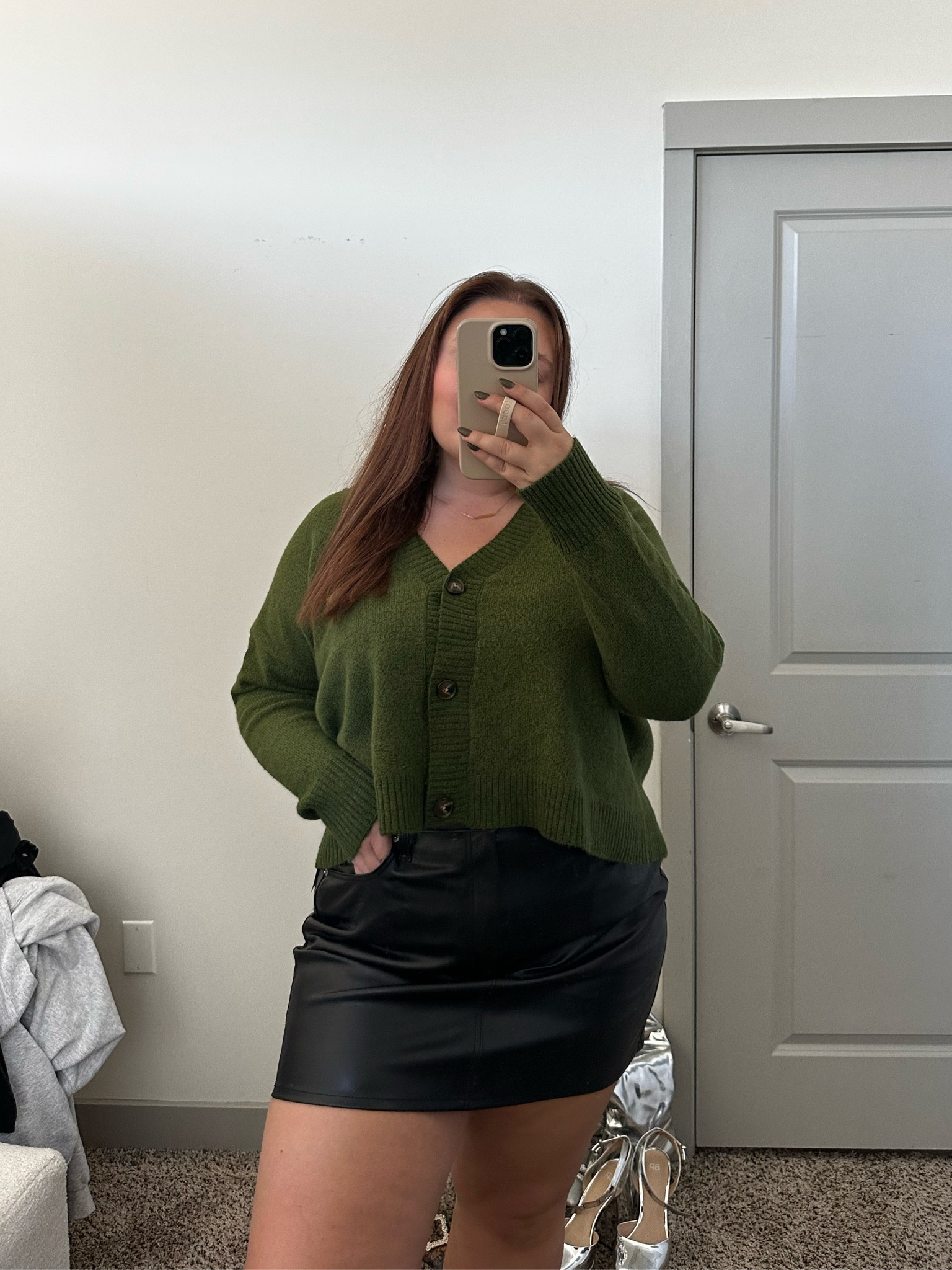 must have fall leather mini skirt and basic sweater on sale! Size xxl in sweater, 16 in skirt! 

#LTKfindsunder50 #LTKCyberWeek #LTKplussize