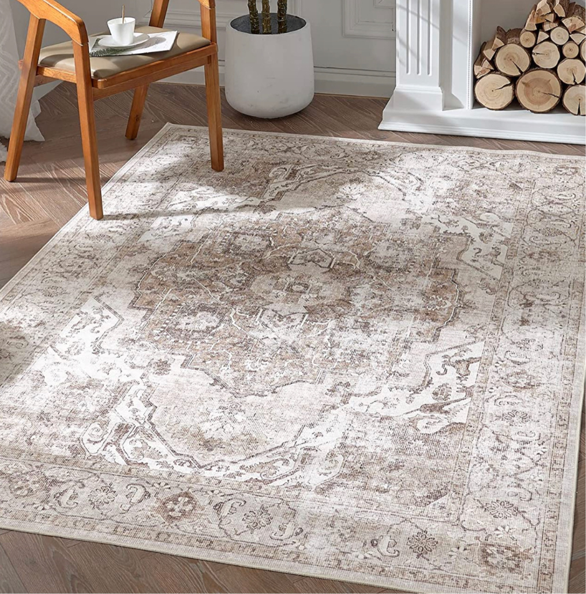 Warm beige vintage area rug. Foldable, washable 

#LTKFind #LTKhome