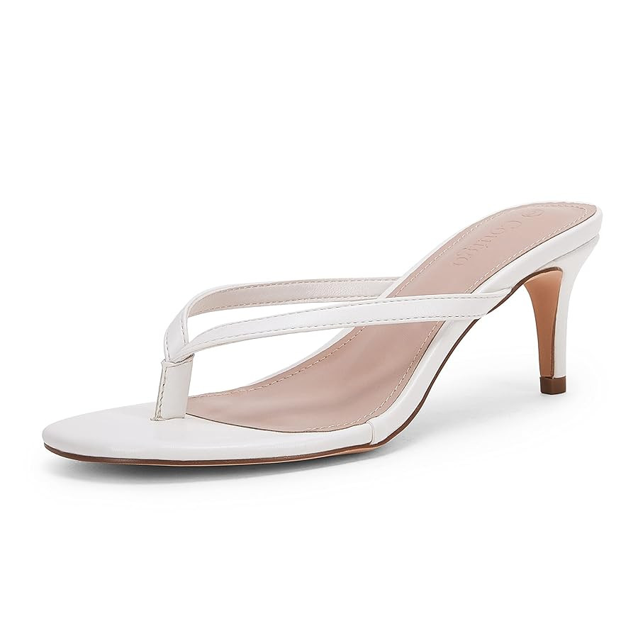 Coutgo Women's Kitten Heel Flip Flops Slip On Thong Slide Sandals Comfortable Summer Beach Shoes | Amazon (US)