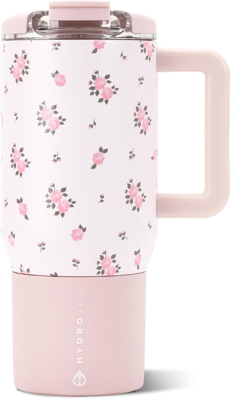 HydroJug Coffee Traveler 20oz Ceramic-Lined Mug with Handle, Wildrose | Amazon (US)