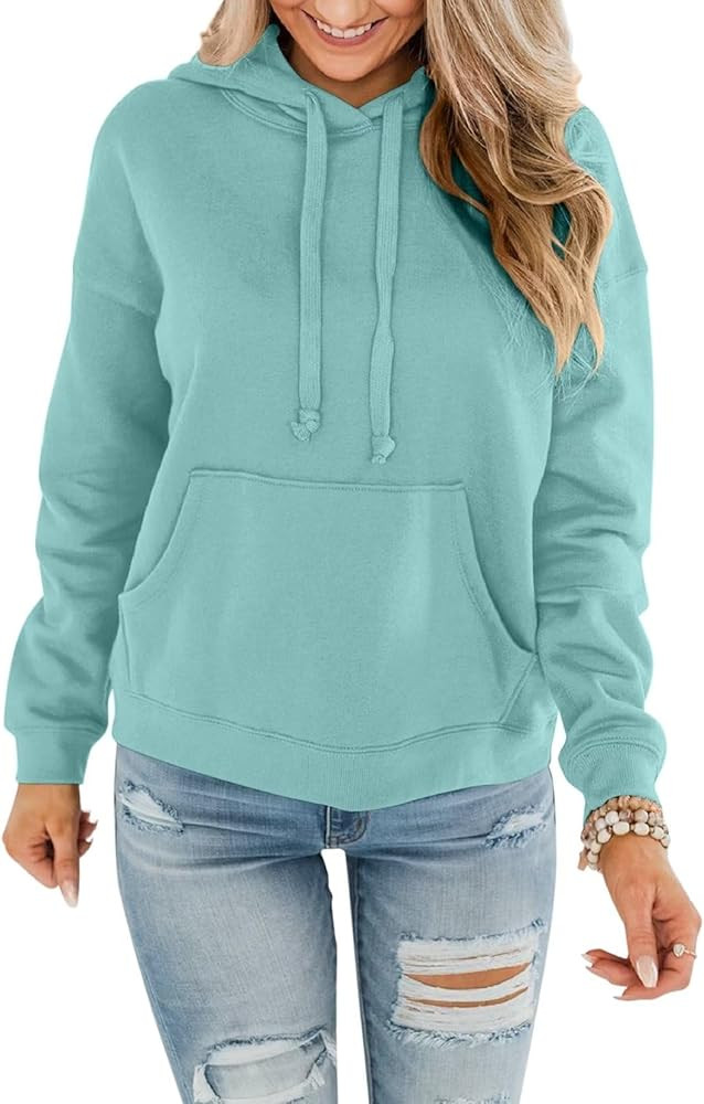 Minetom Women's Lightweight Pullover Hoodies Casual Long Sleeve Sweatshirts Tops with Pocket | Amazon (US)