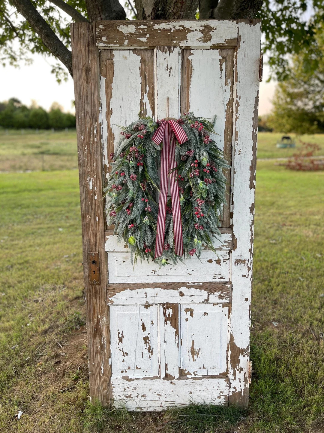 Frosted Pine Wreath, Frosted Red Berry Christmas Wreath, Whimsical Front Door Decor, Holiday Wrea... | Etsy (US)