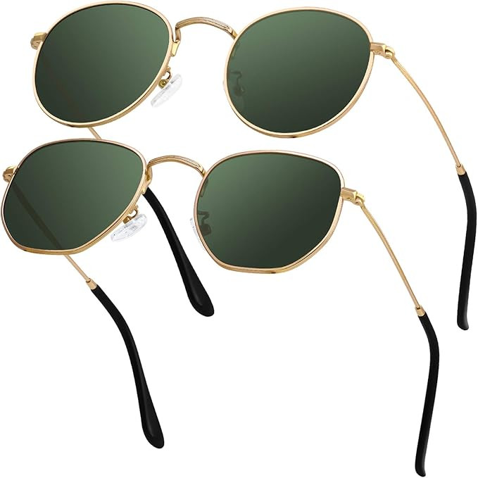 GRFISIA Small Round Polarized Sunglasses Women and Men Vintage Hexagon Square Sun glasses UV400 ... | Amazon (US)