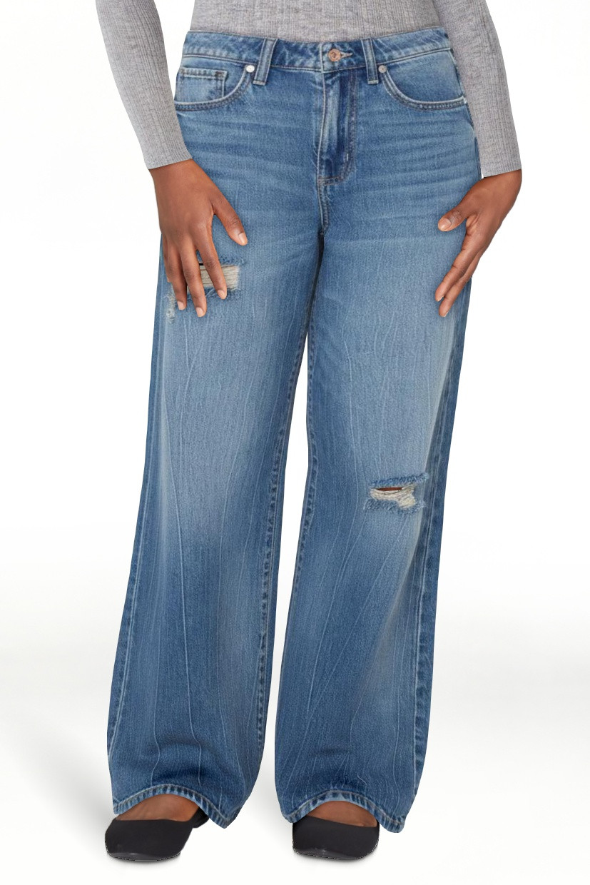 Celebrity Pink Women's and Women's Plus Relaxed High Rise Wide Leg Jeans, Sizes 1-24 | Walmart (US)
