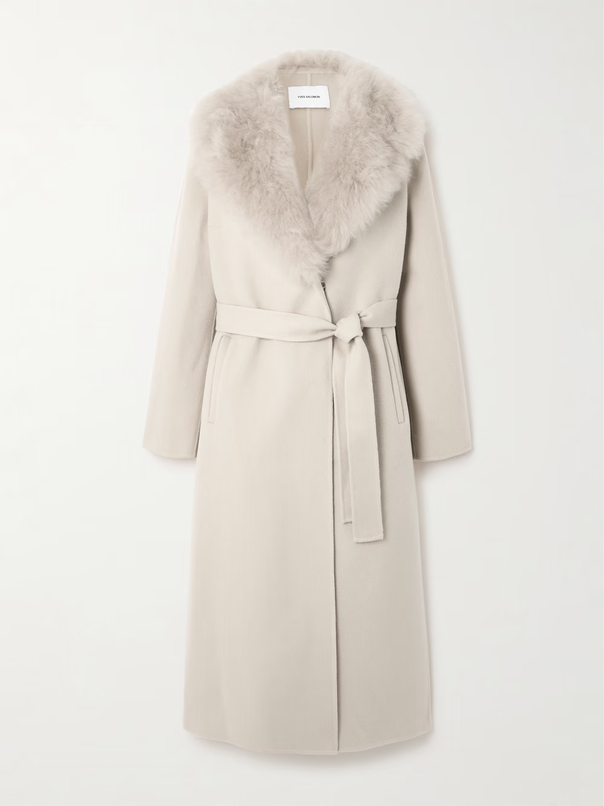 YVES SALOMON Belted shearling-trimmed wool and cashmere-blend coat | NET-A-PORTER | NET-A-PORTER (UK & EU)