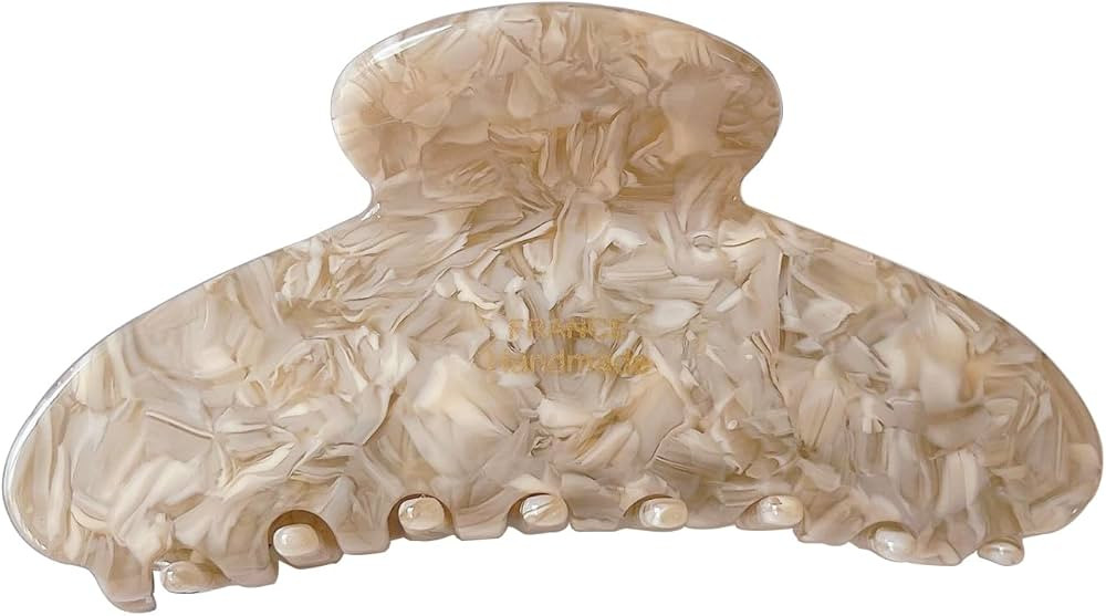 Amazon.com: Wenlly large tortoise shell claw clip, 4.1 Inch cellulose acetate hair claw clips, marble non-slip strong hair hold barrettes for women and girls, Beige : Beauty & Personal Care | Amazon (US)