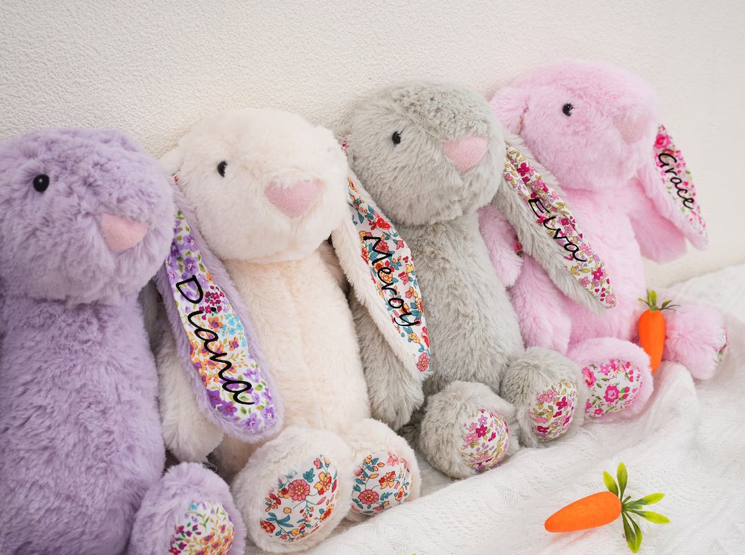 Custom Bunny Rabbit Plush,personalized Bunny,flower Girl Bunny Rabbit Rabbit Plush Toy,monogramme... | Etsy (US)