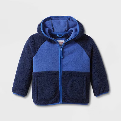 Toddler Long Sleeve Fleece Jacket - Cat & Jack™ Navy Blue | Target