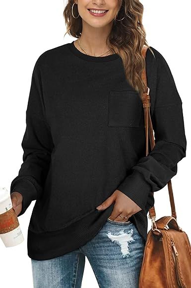 OFEEFAN Sweatshirts for Women Crewneck Long Sleeve Shirts Fall Tunic Tops for Leggings | Amazon (US)