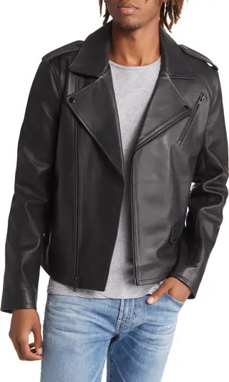 Monochrome Leather Biker Jacket | Nordstrom