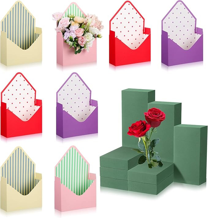 TaoBary 16 Pcs Mother's Day Florist Bouquet Envelope Boxes with Floral Foam Blocks, Paper Gift Bo... | Amazon (US)