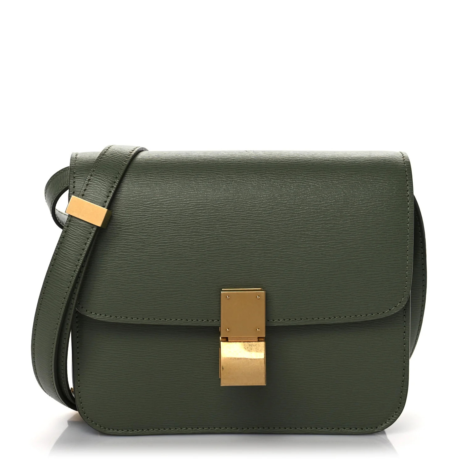 CELINE Liege Calfskin Teen Classic Box Flap Bag Light Khaki | FASHIONPHILE (US)