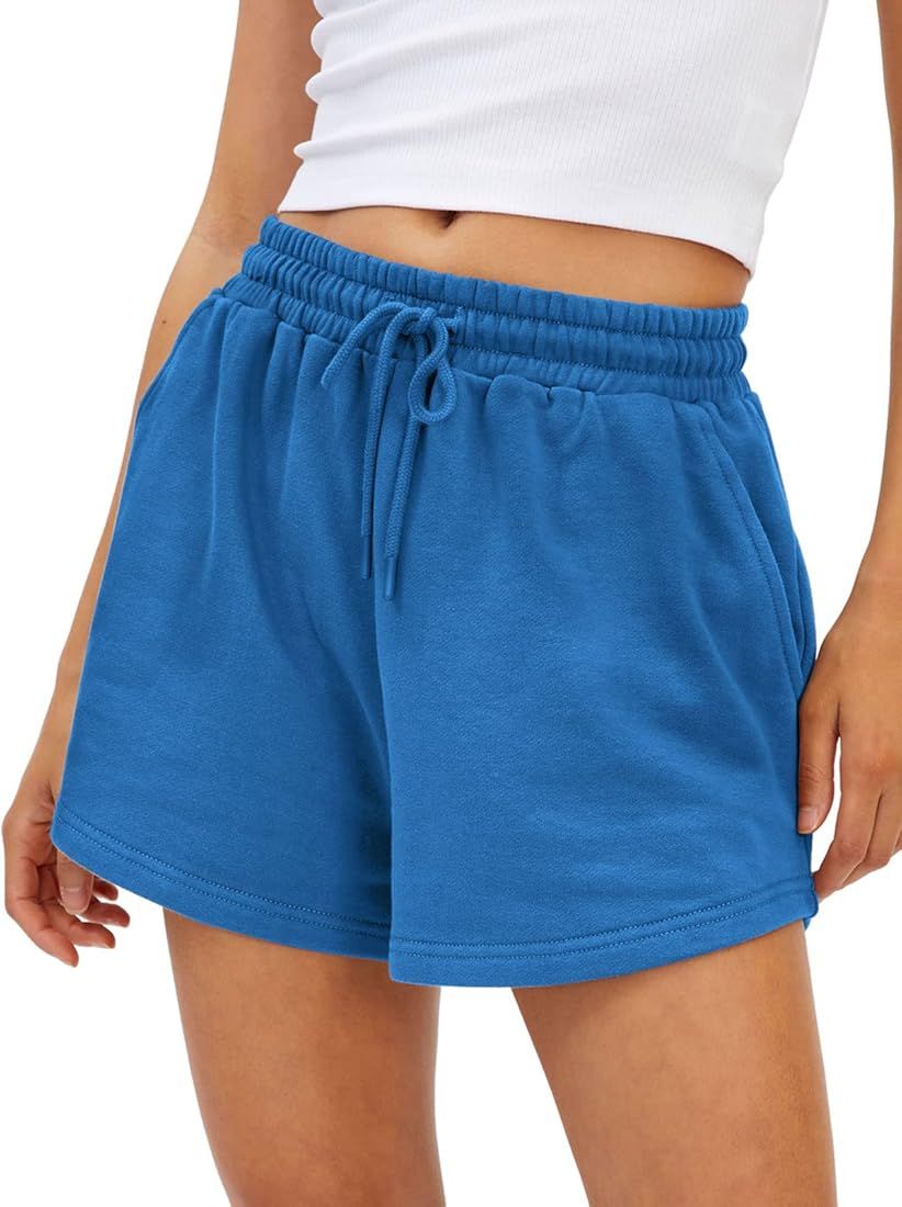 AUTOMET Womens Sweat Shorts Casual Summer Athletic Shorts Elastic Comfy Shorts High Waist Shorts Fal | Amazon (US)