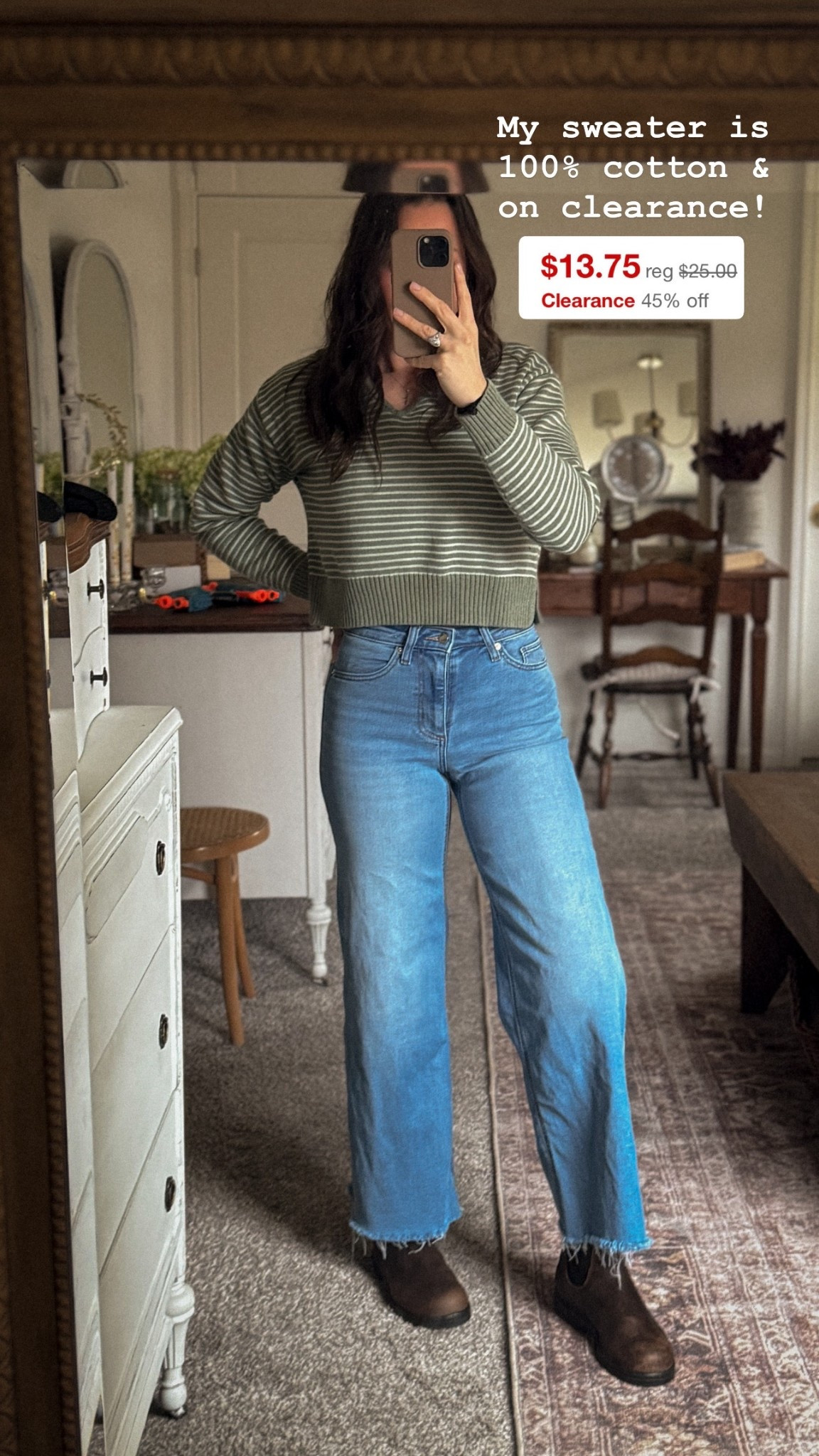 My sweater is 100% cotton and on clearance  

#LTKFindsUnder50 #LTKSaleAlert #LTKgrwm