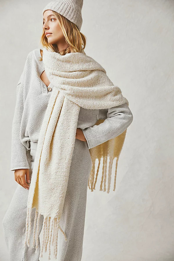 Shetland Recycled Blend Fringe Scarf by Free People, Cream Puff, One Size | Free People (Global - UK&FR Excluded)
