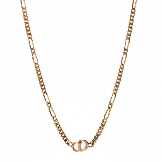 CHRISTIAN DIOR Metal CD Necklace Gold | Fashionphile