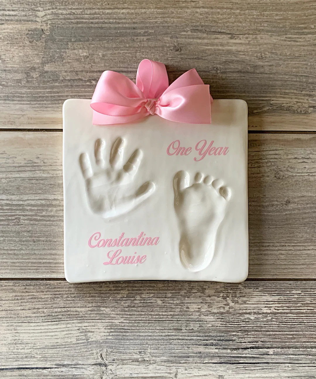 Personalized Baby Hand & Footprint Ceramic Keepsake with Name and Age - Impression Kit | Etsy (Global)
