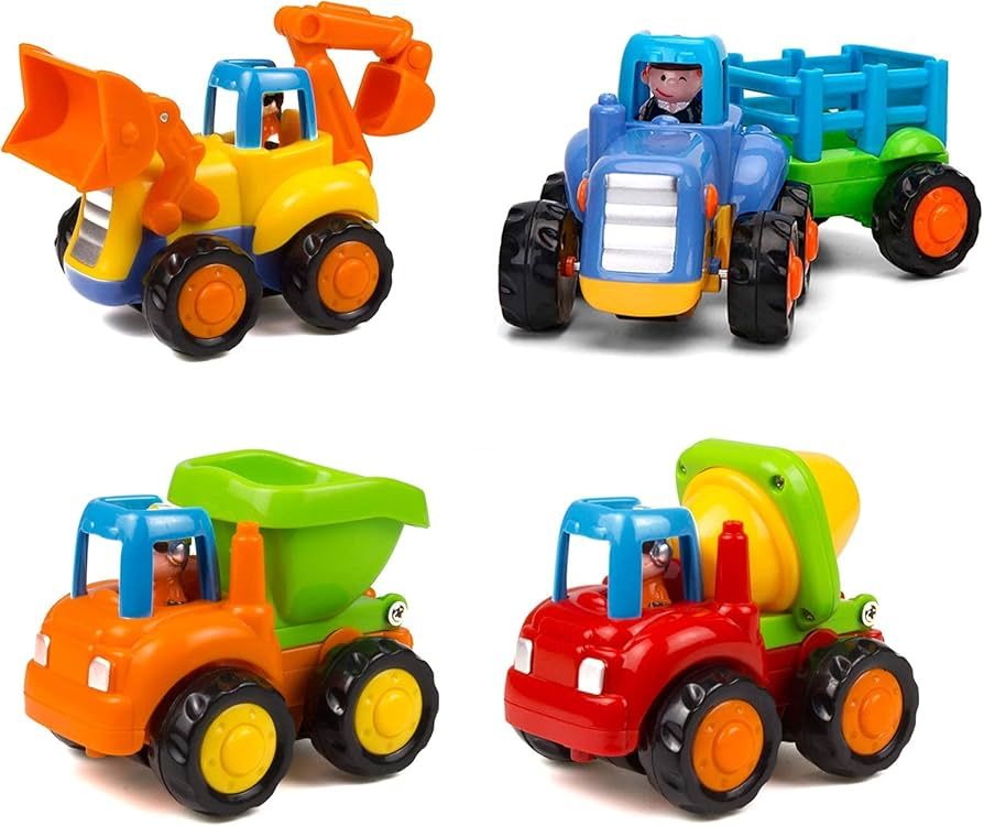 Friction Powered Cars Push and Go Trucks Construction Vehicles Toys Set of Tractor Bulldozer Dump... | Amazon (US)