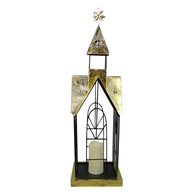 Gold Metal Church Lantern, 32" | At Home