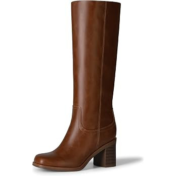 DREAM PAIRS Women's Square Toe Chunky Knee High Boots | Amazon (US)