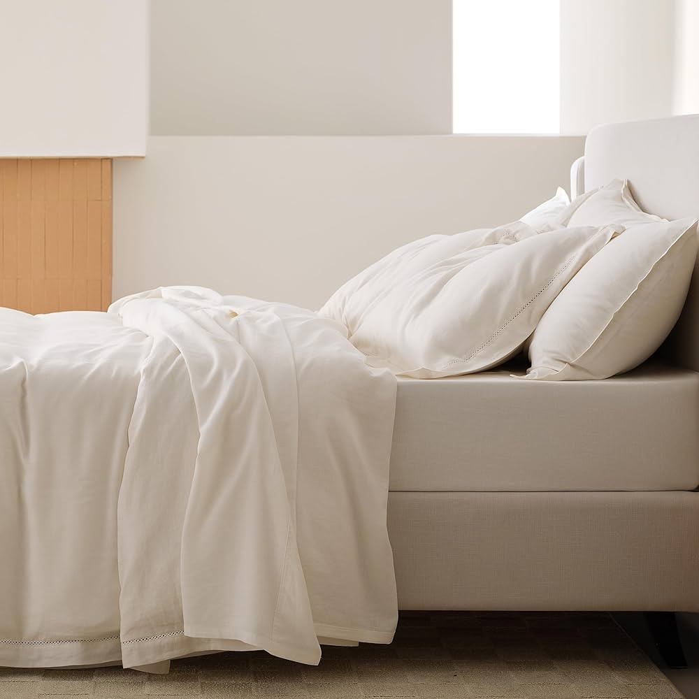 Double Stitch by Bedsure Linen Lyocell Duvet Cover Set - Breathable King Duvet Cover, Natural Lux... | Amazon (US)