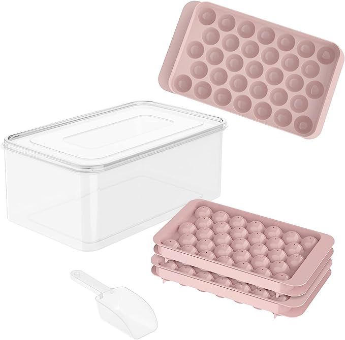 Round Ice Cube Tray with Lid Ice Ball Maker Mold for Freezer with Container Mini Circle Ice Cube ... | Amazon (US)