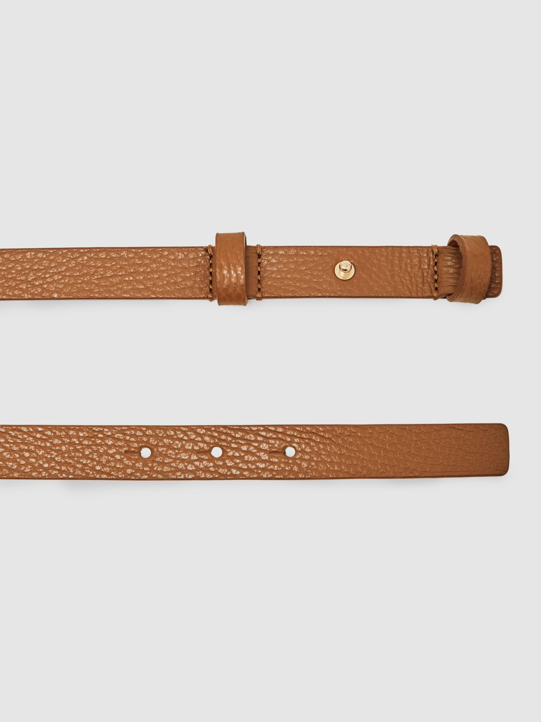 Reiss Leather Square Hinge Belt in Tan - REISS | Reiss UK