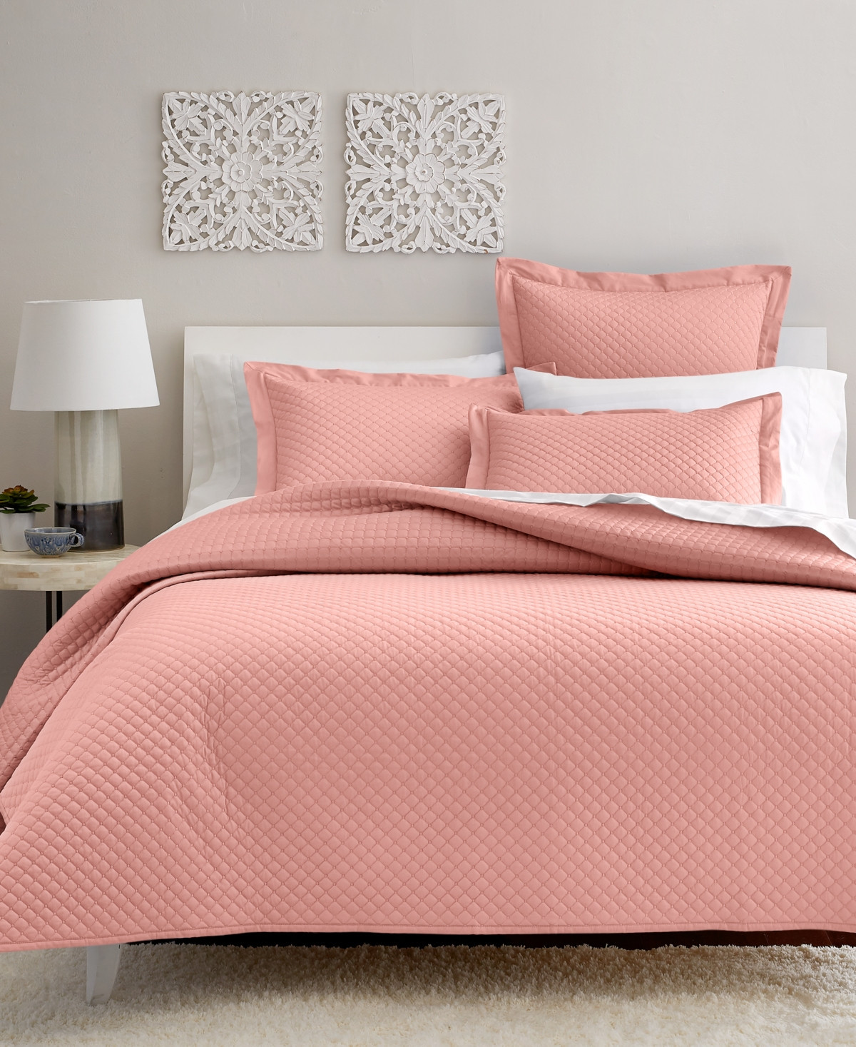 Charter Club Quilted Cotton 3-Pc. Coverlet Set, Full/Queen, Exclusively at Macy's - Coral | Macy's