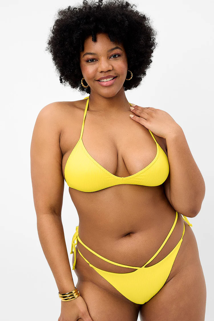 Boardwalk Plissé String Bikini Top - Pina Colada | Frankies Bikinis