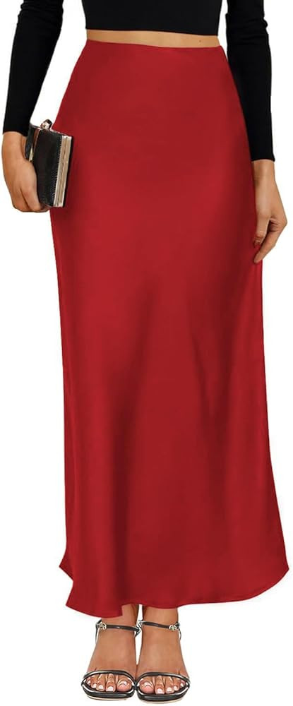 VividMosaic 2025 Satin High Waisted Maxi Skirt Silk A-Line Spring Summer Casual Long Skirts for W... | Amazon (US)